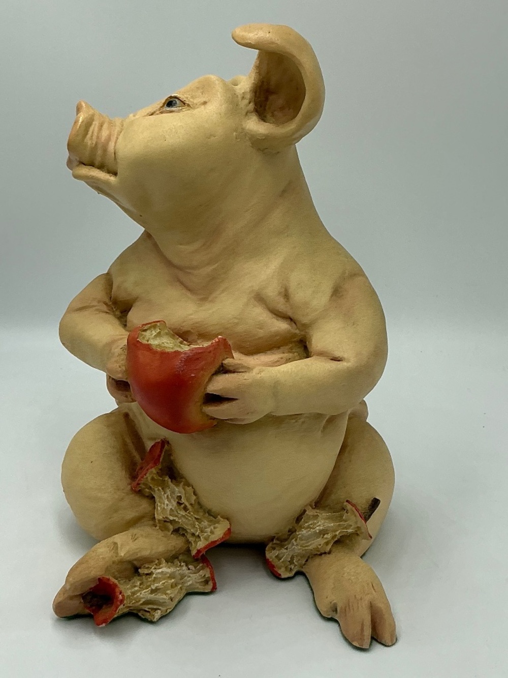 Holland Studio Craft Pig Figurine Natures Heritage Staffordshire UK Apple 6.5 in